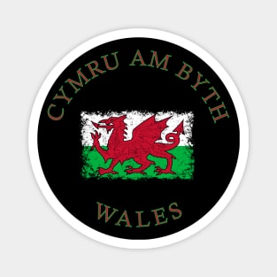 Flag of Wales UK Cymru Am Byth - seal - symbol - logo emblem retro vintage Magnet